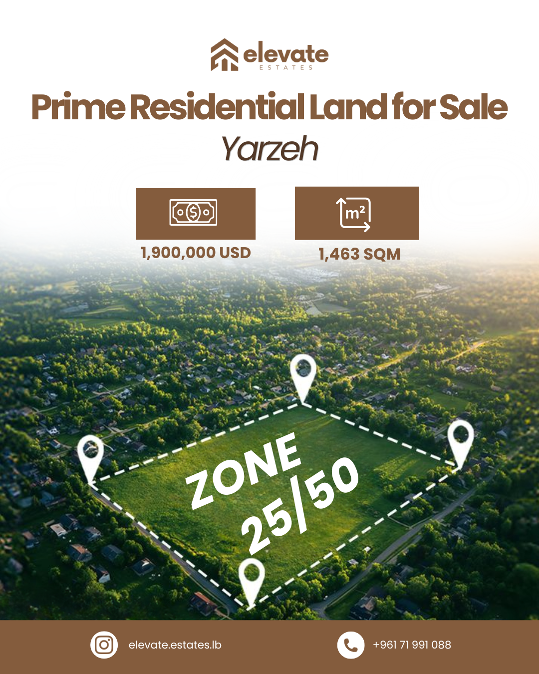 Prime Land for Sale in Yarzeh: 1,463 sqm  – For Sale | أرض مميزة للبيع في اليرزة: مساحة ١,٤٦٣ م٢  – للبيع